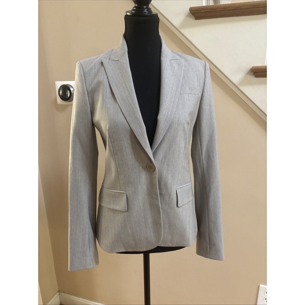 Theory Light Gray Single-Button Blazer